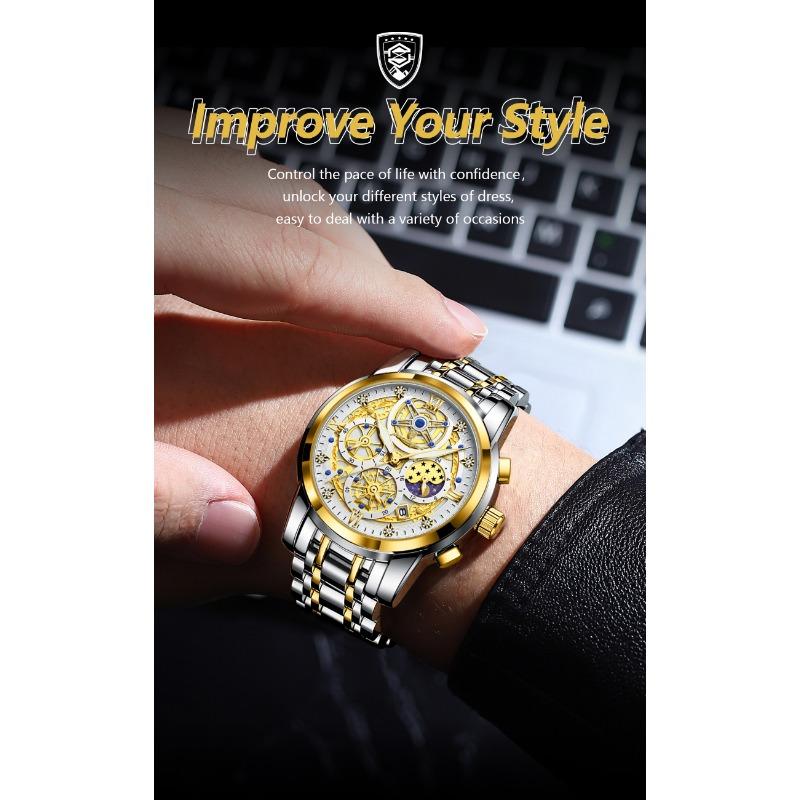 POEDAGAR Luxury Watch For Men Original Waterproof Luminous Date Clock Chronograph Stainless Steel Quartz Watches Reloj