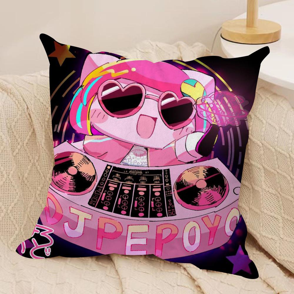 Cartoon P-PepoyoS Cushion Cover Silky Short Plush Double-Sided Printed Pillow Case for Sofa All Seasons Home Decor Gift