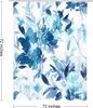 Blue Watercolor Floral Shower Curtain, Botanical Plant Leaves Design, Waterproof Fabric Set With Hooks