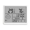 Ultra Thin Sleek Digital Alarm Clock LCD Temperature Humidity Monitor Silent Desk Clock for Bedroom Living Room