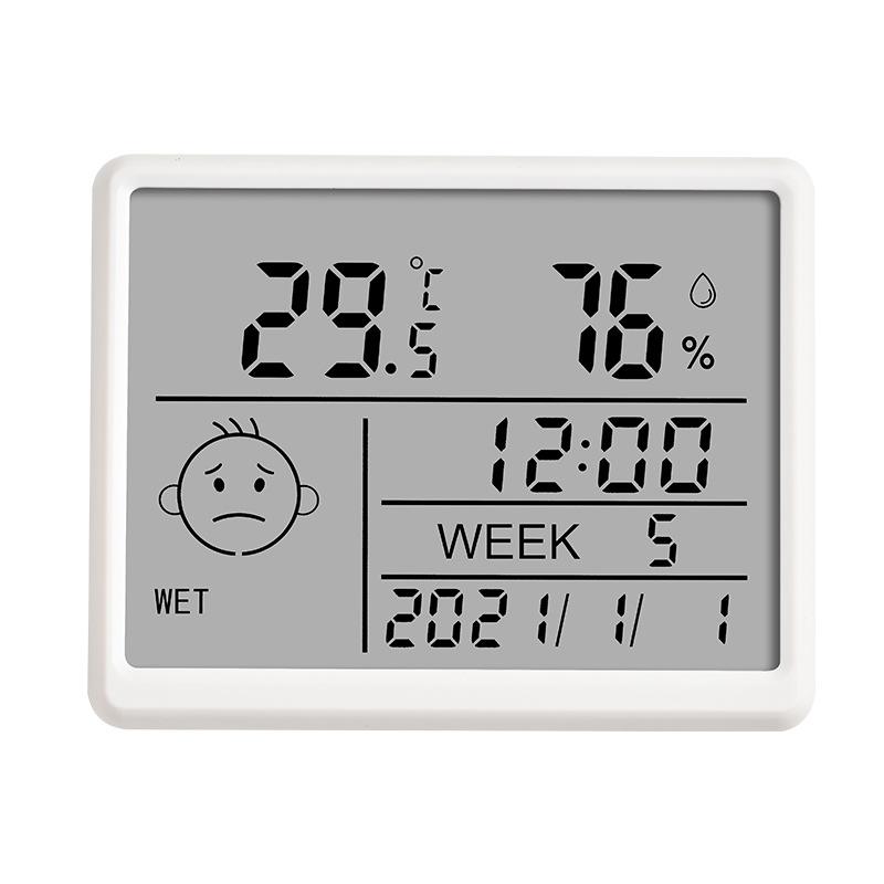 Ultra Thin Sleek Digital Alarm Clock LCD Temperature Humidity Monitor Silent Desk Clock for Bedroom Living Room