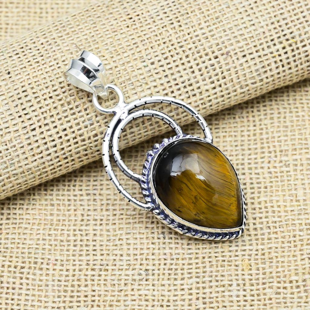 Tigeröga Ädelsten Handgjorda 925 Massivt Sterlingsilver Smycken För Thanksgiving Gåva