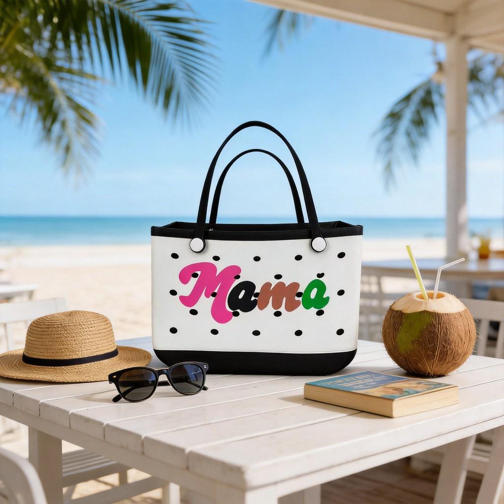 Eva-Material-Tragetasche mit buntem Aufdruck für Freizeit, Reisen und Strand
