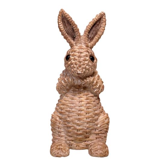 Yousheng Bunny Decoration Rattan Effect Resin Candle Holder Imitation Rattan Texture Easter Bunny Ornament Resin Figurine Home Table