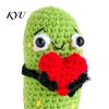 Kimchi Desk Ornament 1/2Pcs Crochet Holding Heart Pickle, Handmade Knit Cartoon Yarn Decoration Doll for Ornament, Valentine's Day Gift Toy