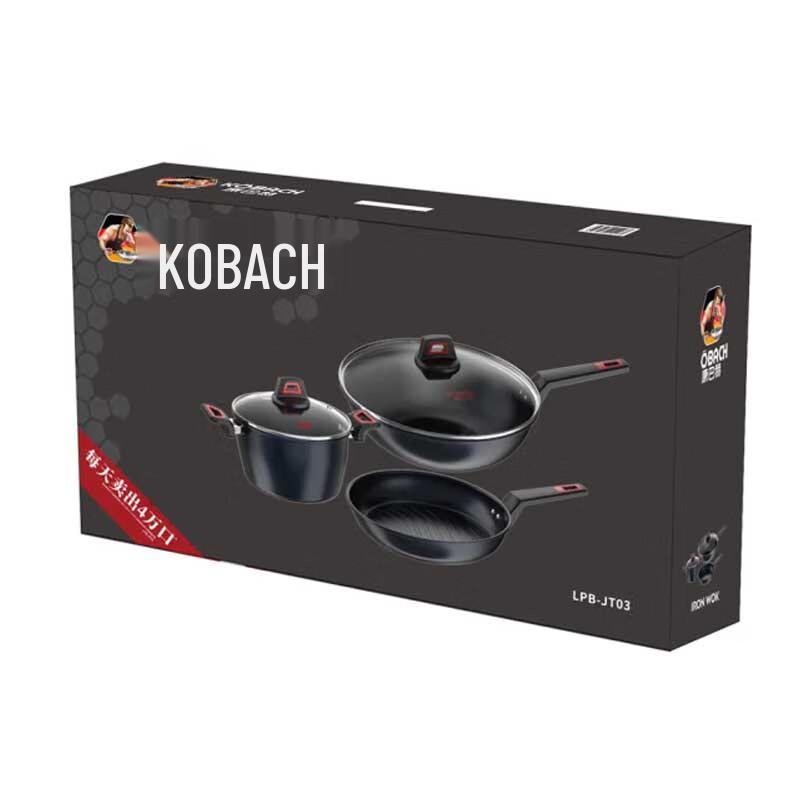 KOMBACH Cavino Echte Unbeschichtete Eisen Kochgeschirr Dreiteiliges Set
