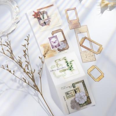 40ks/sada Scrapbook Dekorační rám Vintage Dutý Bílý kraftový papír Silný plánovač Diář Dekorativní přání pro novináře Potřeby pro kutily