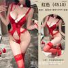 Erotic lingerie sexy deep V suspender onesie seduction cos female live streaming host christmas uniform