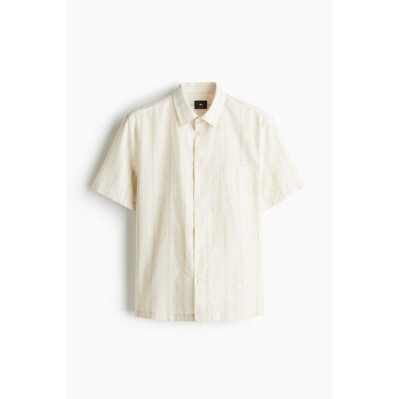 

HM Men s Spring and Summer 2025 New Arrival Standard Short-Sleeved Shirt 1277530 Cream color 180/124(XXL)