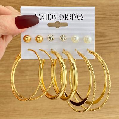 Cercei eleganti cu diamante perle Set rotunzi de 12 de aur de lux Glamour Sexy Girls Bijuterii minunate Cercei franc
