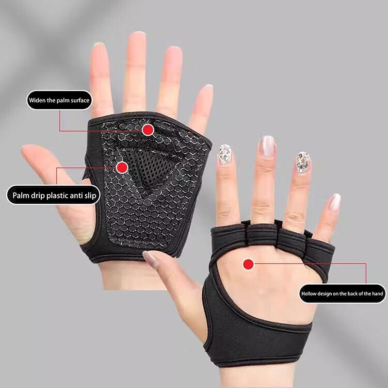 1Pair Hand Wrist Palm Protector Gloves Gym Fitness Heavy Glove Gloves Half Non-Slip Wrist Finger Weightlifting Sport Support