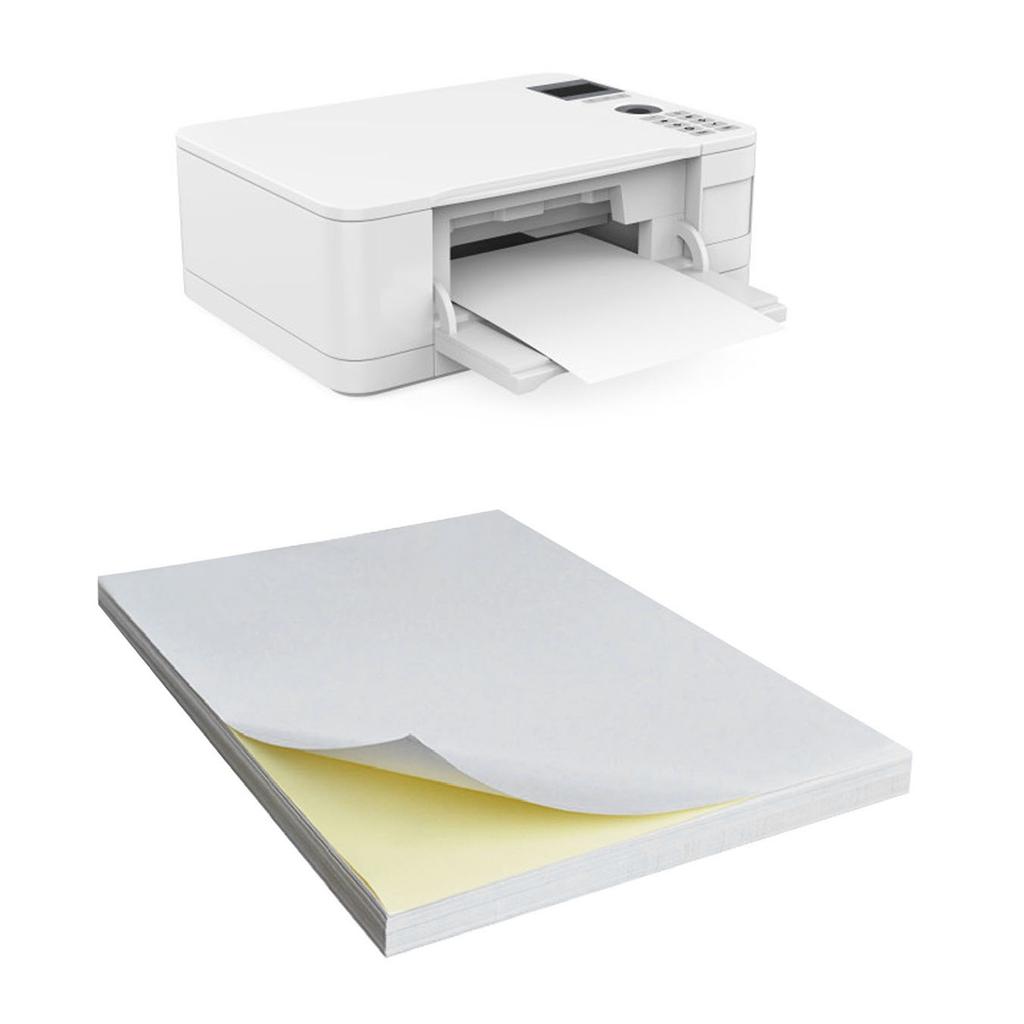 100 listů A4 Lepicí papír Čirý tisk Závod Fiber Sticker Papír pro tiskárnu Samolepicí papír