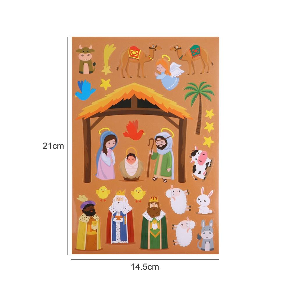 24 Sheets Puzzle Scenes Stickers Nativity DIY Puzzle Games Sticker Christmas Crafts Gifts