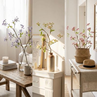 Plastic Artificial Rose Vine Branch Flower Arrangement Small Floral Silk Rose Branches Lifelike Handmade Simulated Rose Flower