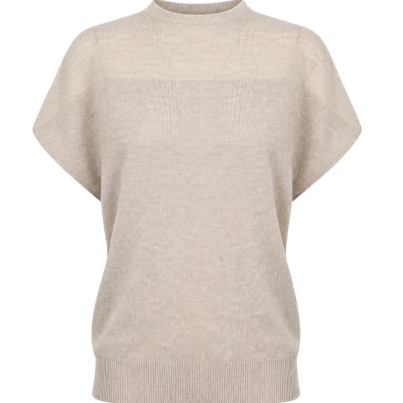 Shop Women Semi High Neck Simple Raglan Cap Sleeve KniT T shirT Bom Wkn260017