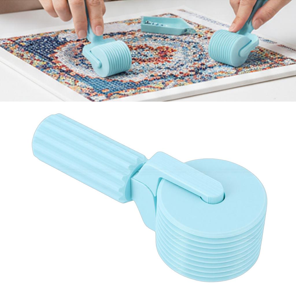 Rhinestone Painting Roller 3D Printed Art Pressing Roller Tool for Crafting Projects Striped Grip Cyan