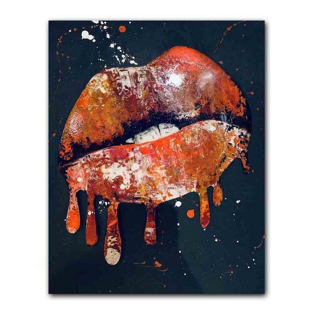Nordic Graffiti Art Fashion Canvas Painting Sexy Lips Poster Office Wall Painting Living Room Bedroom Home Decoration Mural No Frame
