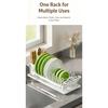 Extendable Kitchen Dish Rack with Plate Separators, Wine Glass Rail, Cutlery Cup, and Removable Water Tray