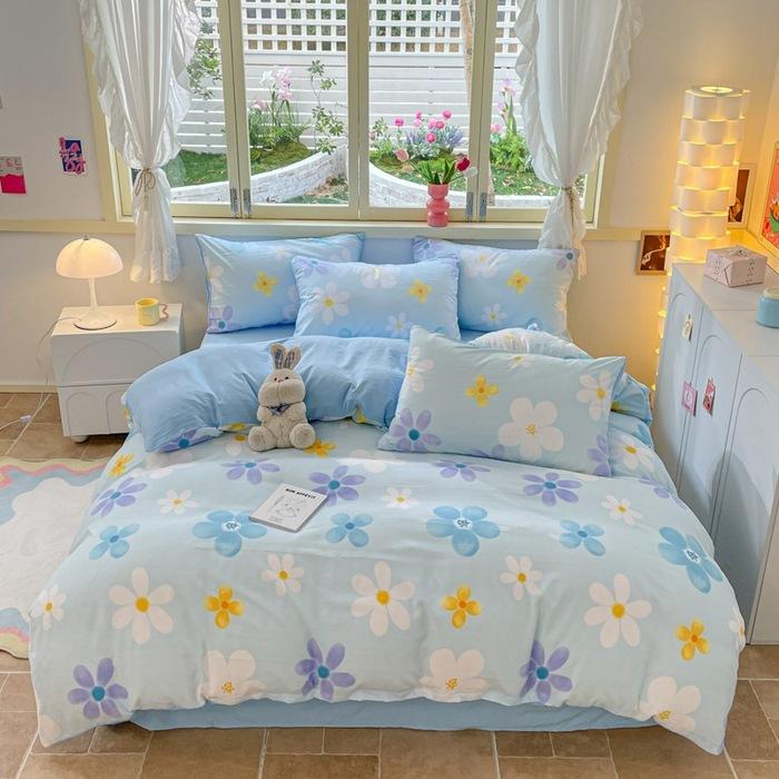 Class A Maternal And Infant Grade Washed Cotton Double-Layer Yarn4-Pcs Set Bed Hat Student Bed 3-Pcs Set Bed Sheet Quilt Cover Quilt Cover