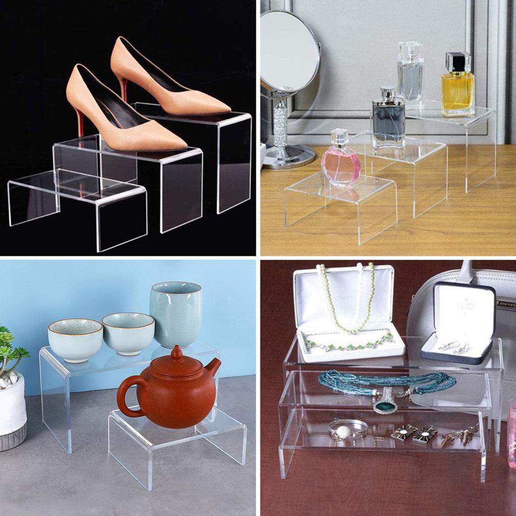 Clear Acrylic Riser set Versatile Display Stands Acrylic Retail Display Risers Simple Install for Jewelry & Collectibles