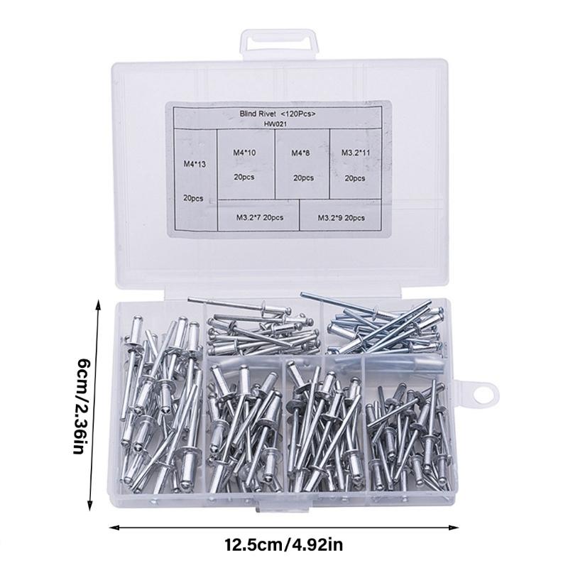 120pcs Aluminum Rivets Set Blind Rivets Heavy Duty Rivets Automotive Repair Rivets for Metal Sheet Connection & Repair