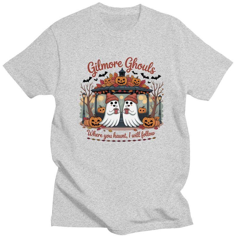 Gilmore Ghouls Where You Haunt I Will Follow Halloween T Shirt for Men Tshirt Humor Streetwaer Short Sleeve Tee Shirt Slim Fit