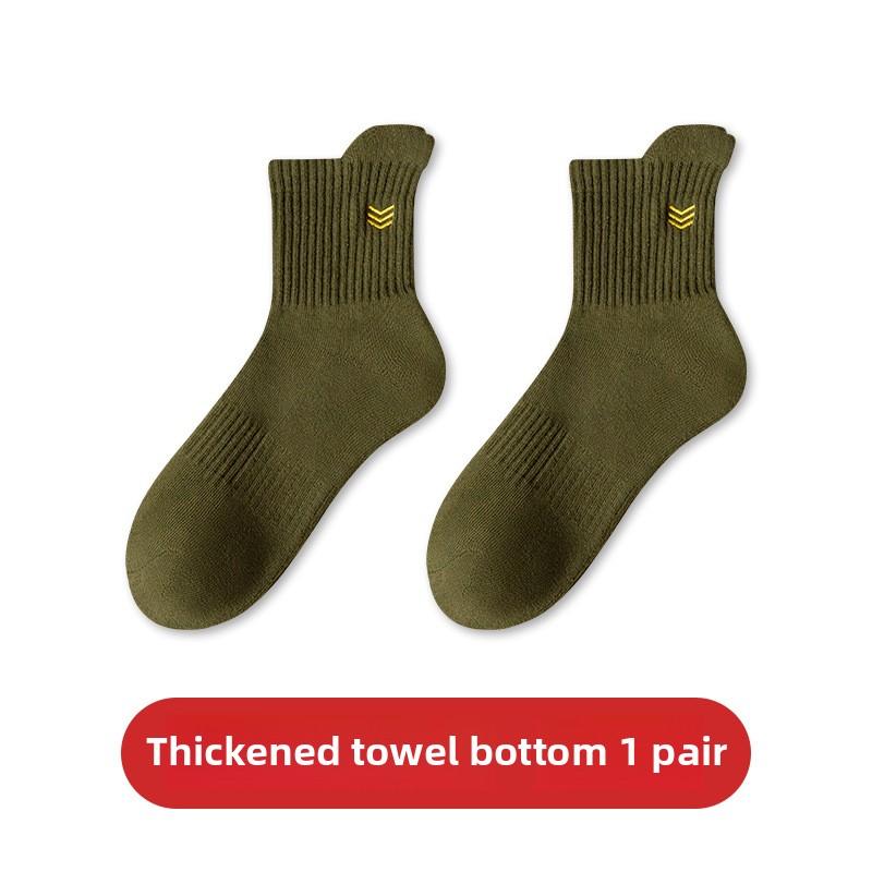 Men's Winter Velvet and Thick Towel Bottom High Waist Warm Teenagers In The Tube Pure Cotton Socks