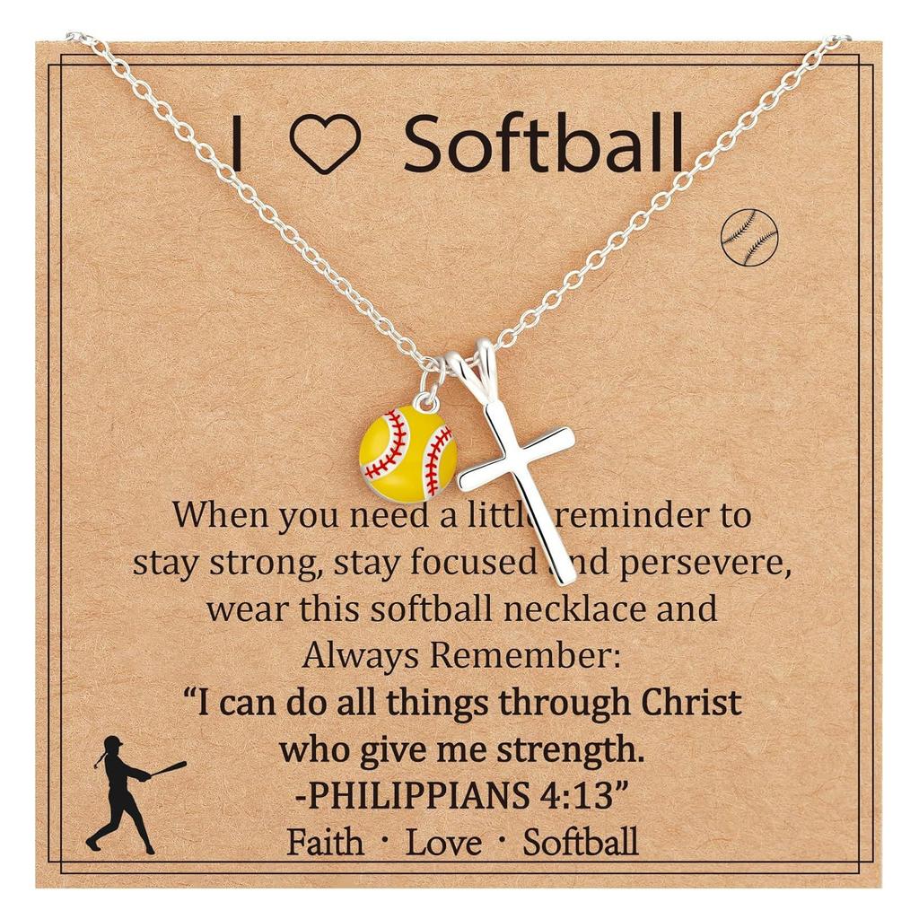 Unisex Fashion Necklace with Sports Ball Crucifix Pendant Basketball Volleyball Softball Adjustable Lightweight Copper