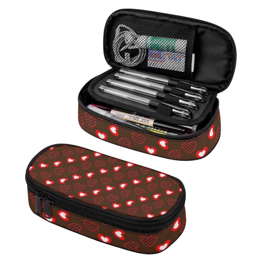 Pen Case Casual Wear Resistant Polyester Zipper Closure with Main Compartment Mesh Pocket and Pen Slots for Middle School Students