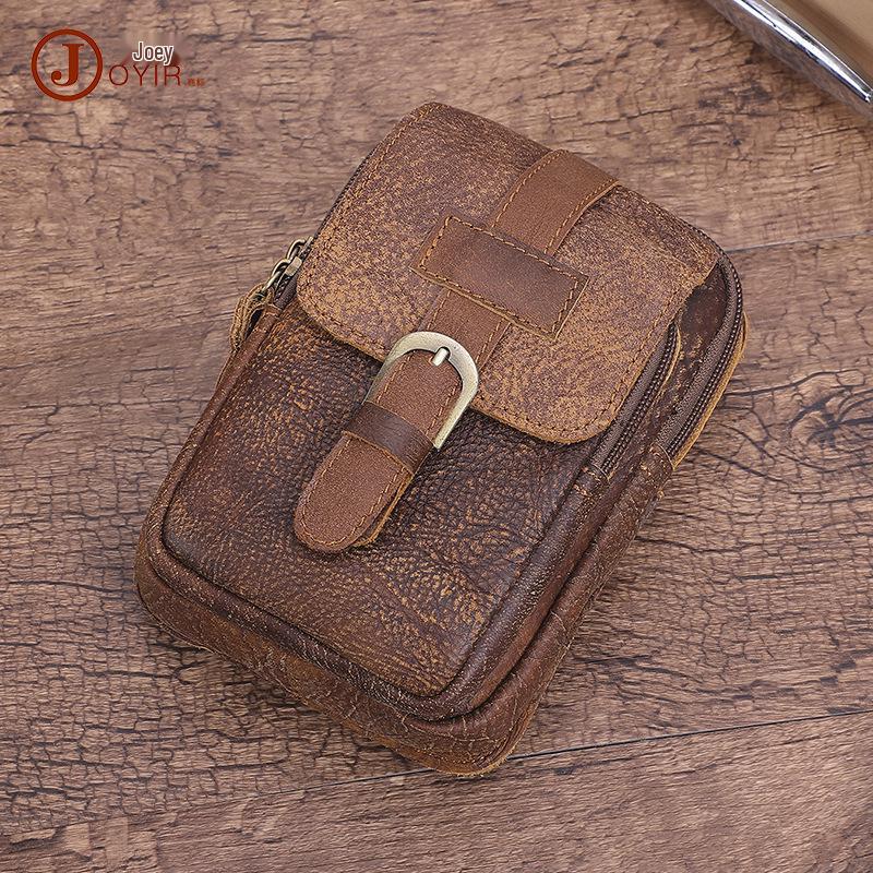 Retro Men's Genuine Leather Multi-functional Outdoor Waist Bag