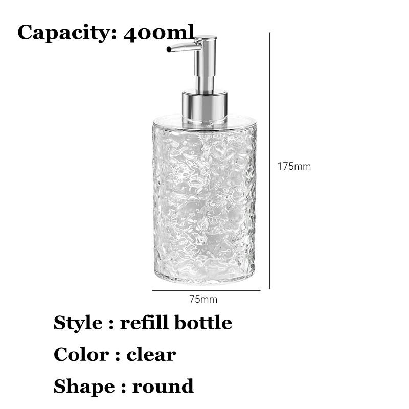 300/400ML Hotel Bathroom Amenities Soap Dispenser Bathroom Kitchen Clear PET Empty Refill Detergent Shampoo Bottles