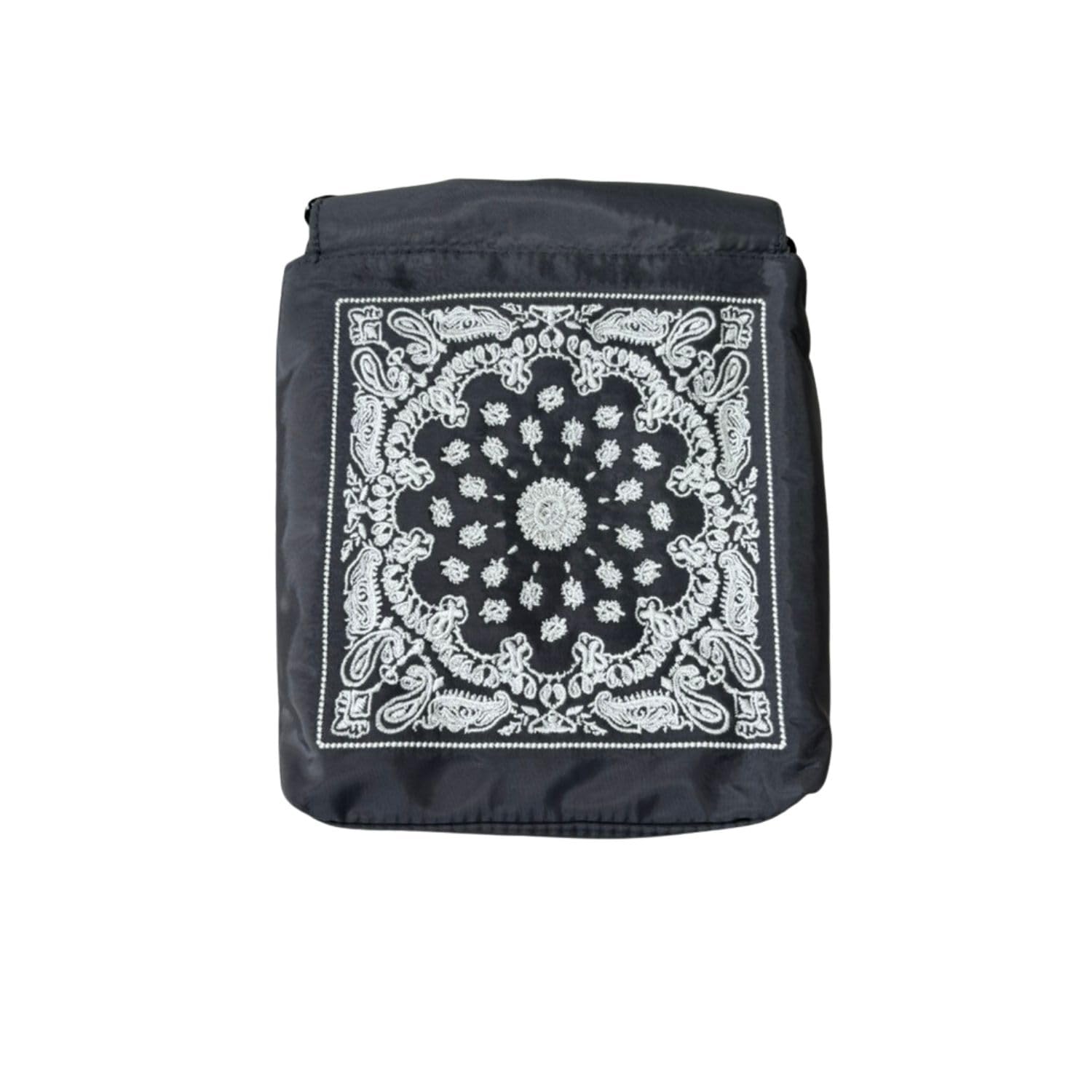 Women s 2-Way Shoulder Bag, Lightweight and Compact, Bandana Print Drawstring, Water-Repellent, Waterproof Mini Nylon Bag (Gray)