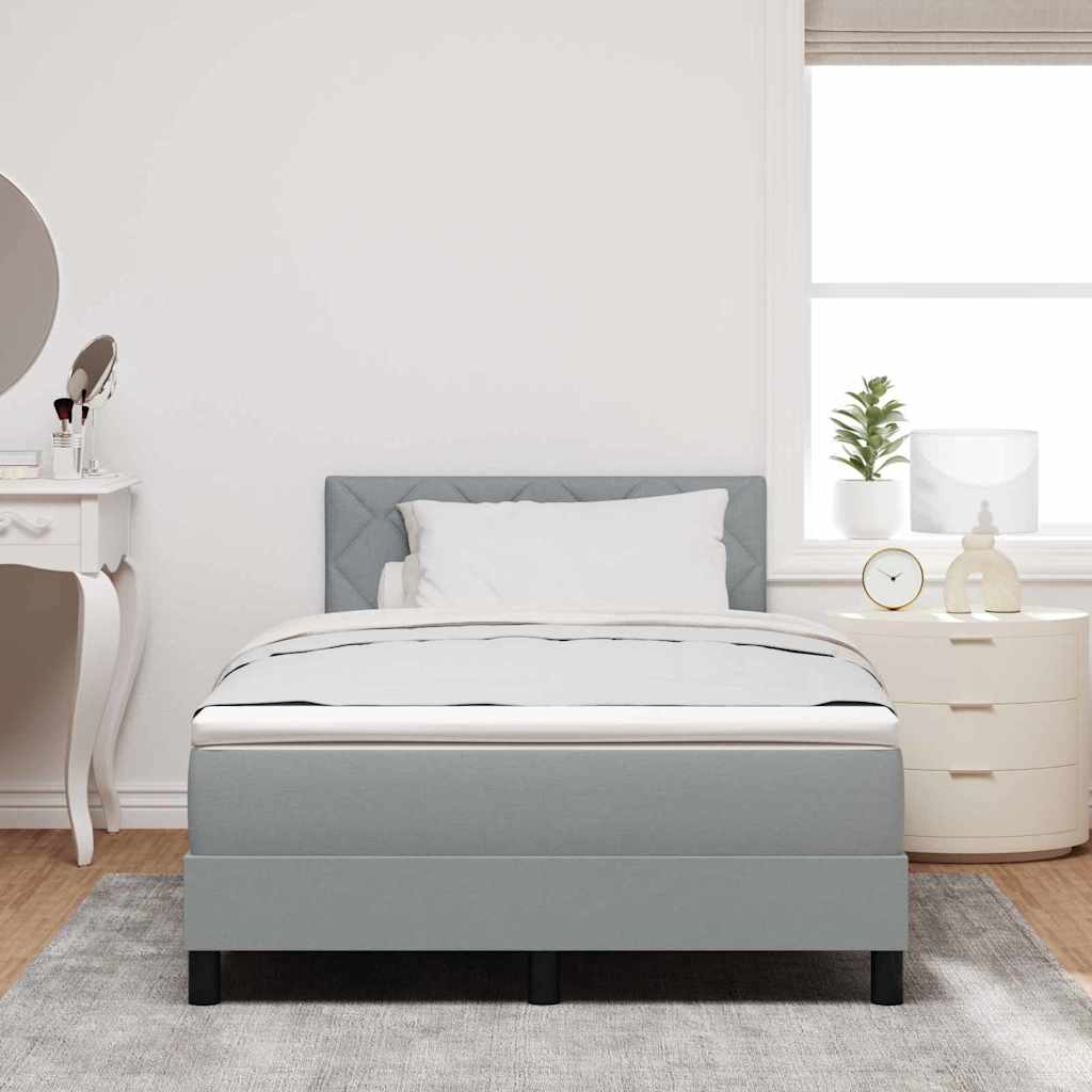 Boxspring Bed with LED Light Strips Light Gray 120 X 200 Cm Fabric
