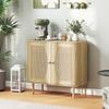 Kitchen Sideboard, Storage Cabinet with Double Doors and 2 Levels, Cane Front 80 x 38 x 79 cm Natural Wood Effect