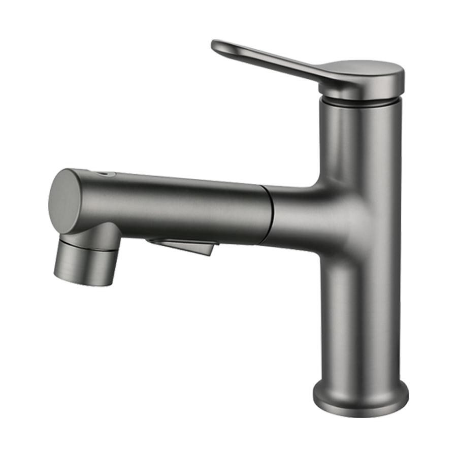 Luxury White Pull Out Sink Faucet Bathroom Brass Basin Faucet 3 Way Nozzle Hot and Cold Mixing Water Tap Wash Face Gargle Faucet