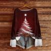 Women's Fashion Round Neck Long Sleeve Christmas Print Casual Pullover Sweater Top