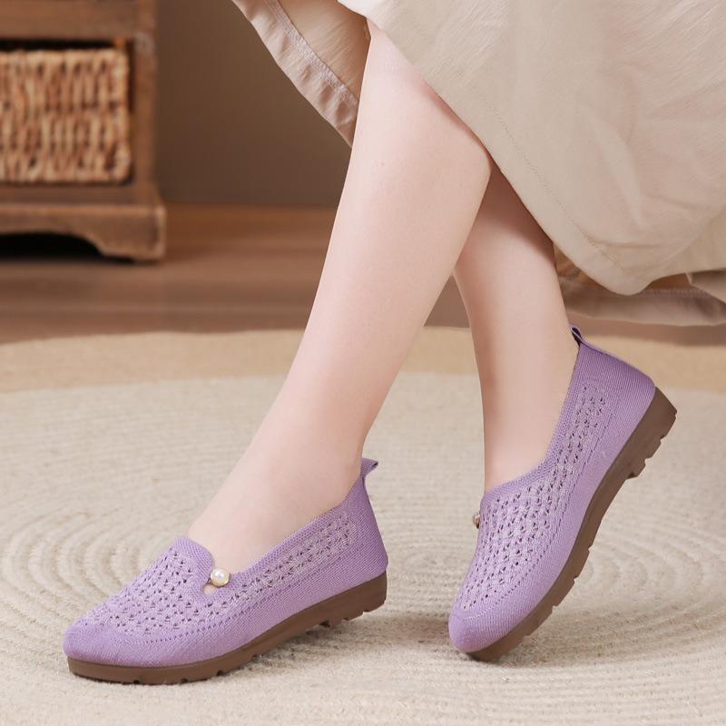 Summer New Beijing Cloth Shoes Women's Breathable Hollow Mesh Shoes Soft-soled Old Shoes Shallow Casual Shoes