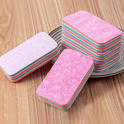 Dual-Use Microfiber Dishwashing 12 Ply Cloth Rainbow Thousand Layer Rag Bamboo Material Absorbent for Kitchen Car Wash Use