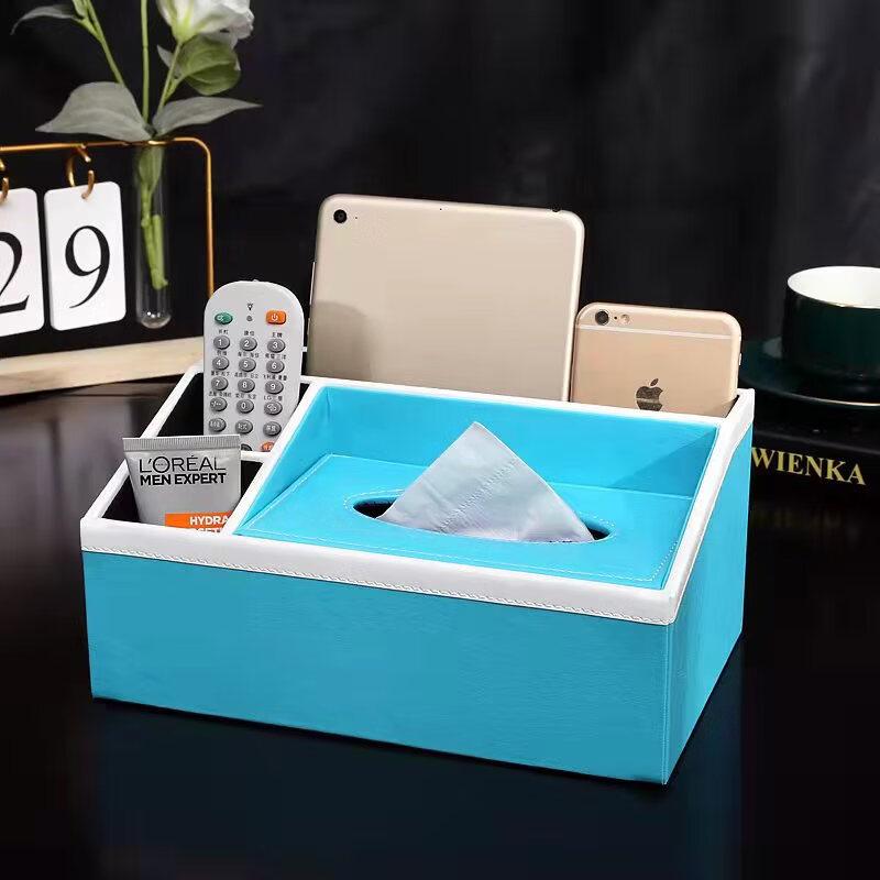 Nordic Leather Tissue Box with Storage Organizer