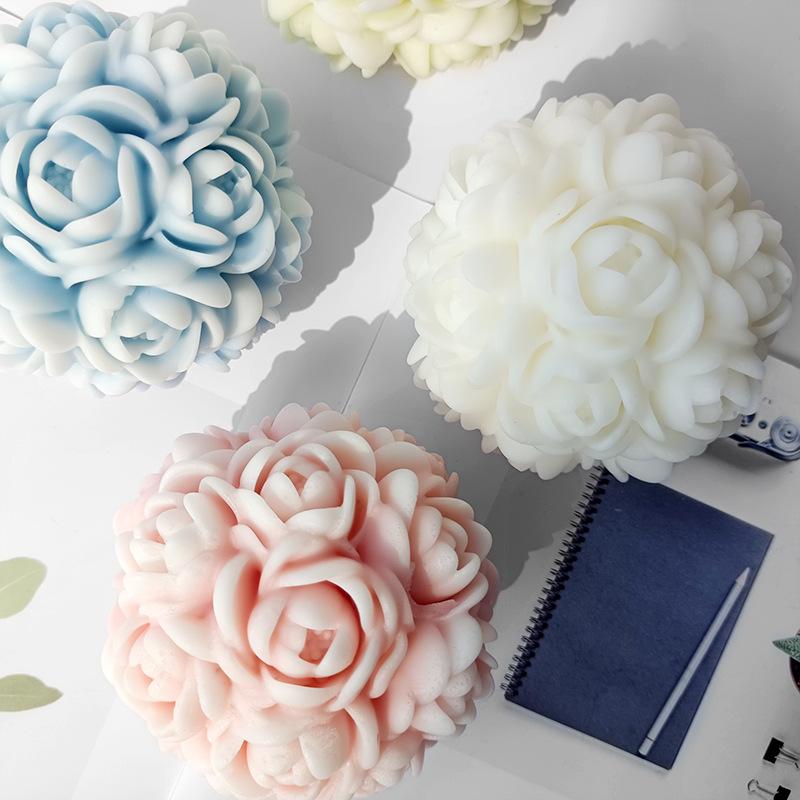 Flower Ball Mold Silicone Rose Ball Mold Aroma Candle Mold Aroma For Crafting Home Fragrance Romantic
