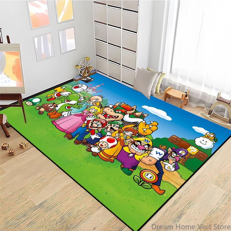 3D Cartoon Super Mario Bros Game HD Rug Area Carpet for Living Room Kids Bedroom Sofa Kitchen Decorate Child Non-slip Floor Mats
