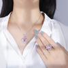 Jewelry Copper Bottom Gold-Plated Retro Wind Simulation Pink Diamond Pendant Ring Set Main Stone 10 * 12
