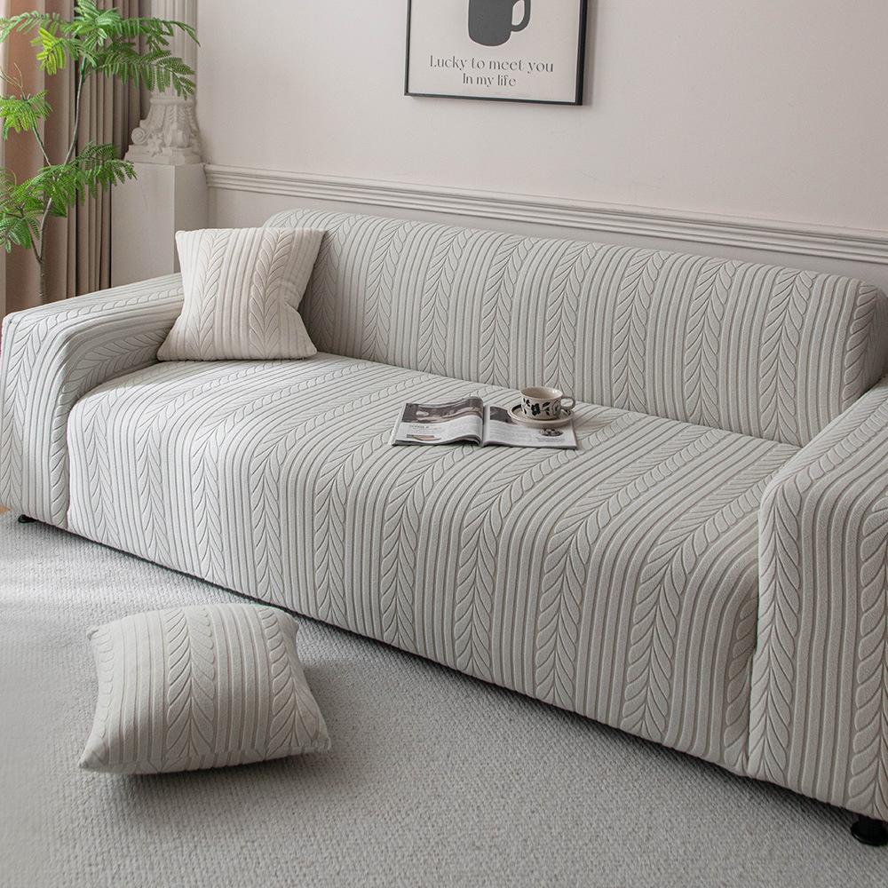 

Жаккардовый флисовый эластичный чехол на диван, ленивый всеобъемлющий интегрированный чехол на диван, универсальный для всех сезонов, защита от царапин кошек Single (90cm-140cm/34.4in-55.1in)