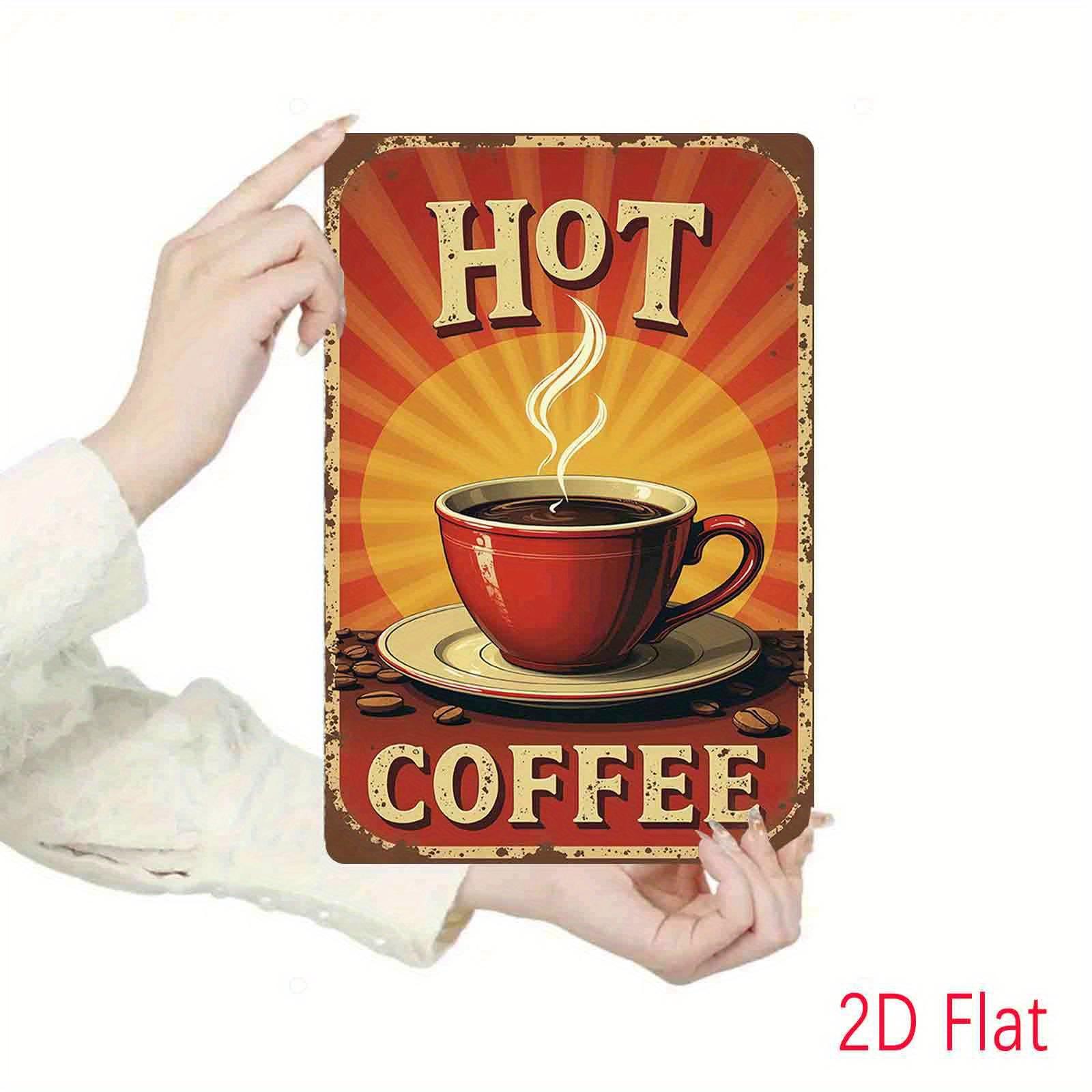 

2D Flat, 2D, 1pc Steamy Coffee Shop Tin Painting, Rustproof and Waterproof No Punching, Suitable for Doors, Walls, Shops and C 20X30CM