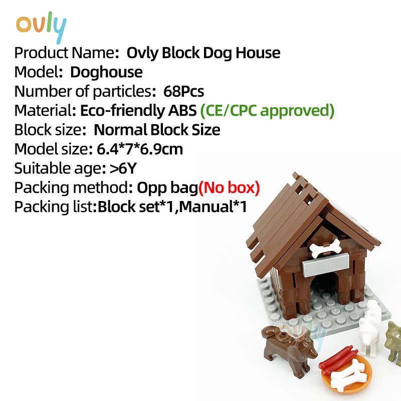 

Ovly Farm Kennel DIY Building Block MOC PartsPuzzle Set with Garden Kennel Animals Dog House Nest Kit Kids Gift with Manual