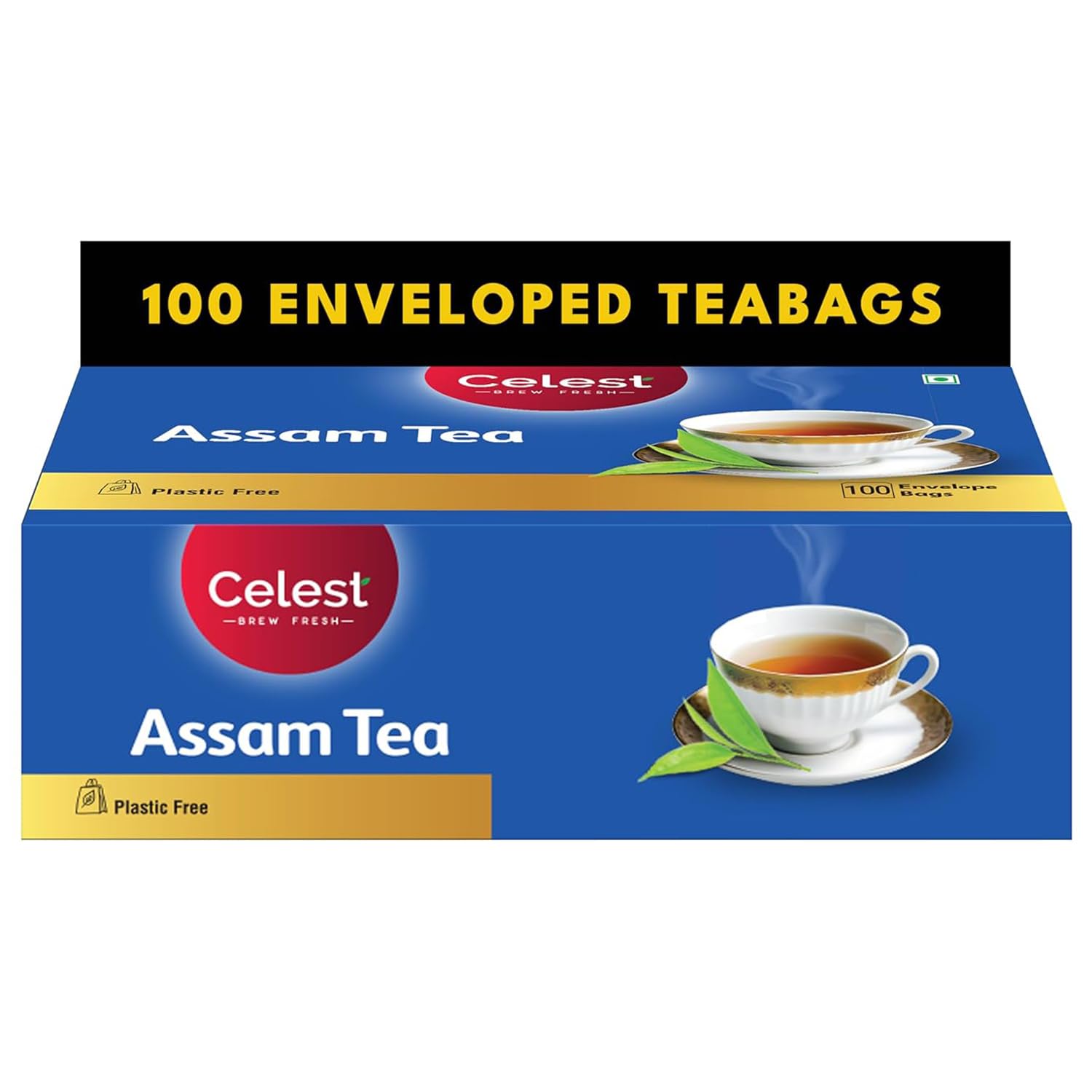 Celest Assam Black Tea Bags 100 Pack  OF 1| Premium Single Serve Enveloped Teabags | Rich Malty Assam Flavour