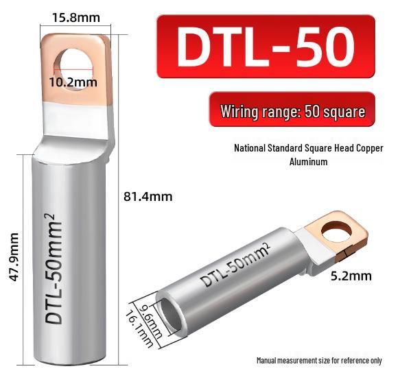 Square Head Copper-Aluminum Terminal Lugs DT L-2 (16-500 sq mm)