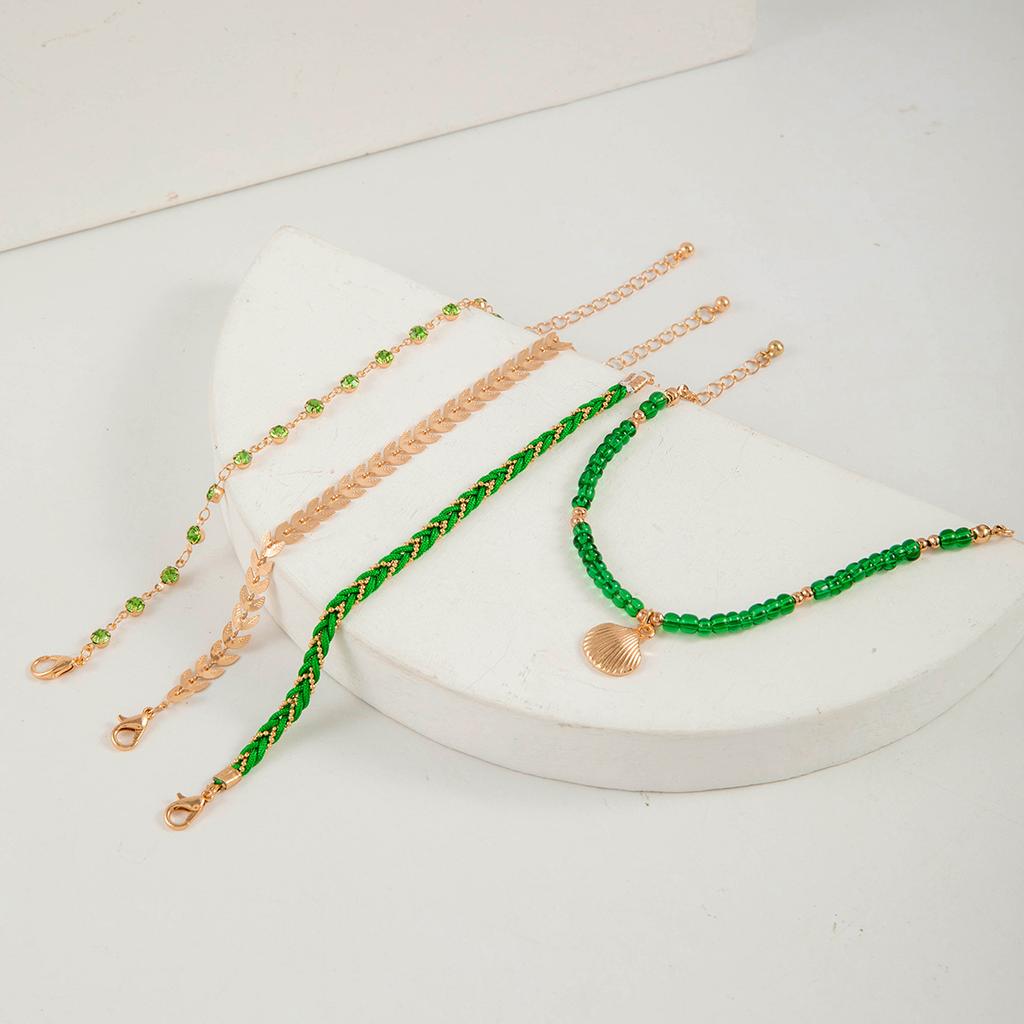 Bohemian Style Rice Bead Shell Multi-layer Bracelet Ethnic Wind Cord Woven Bracelet Four-piece Set