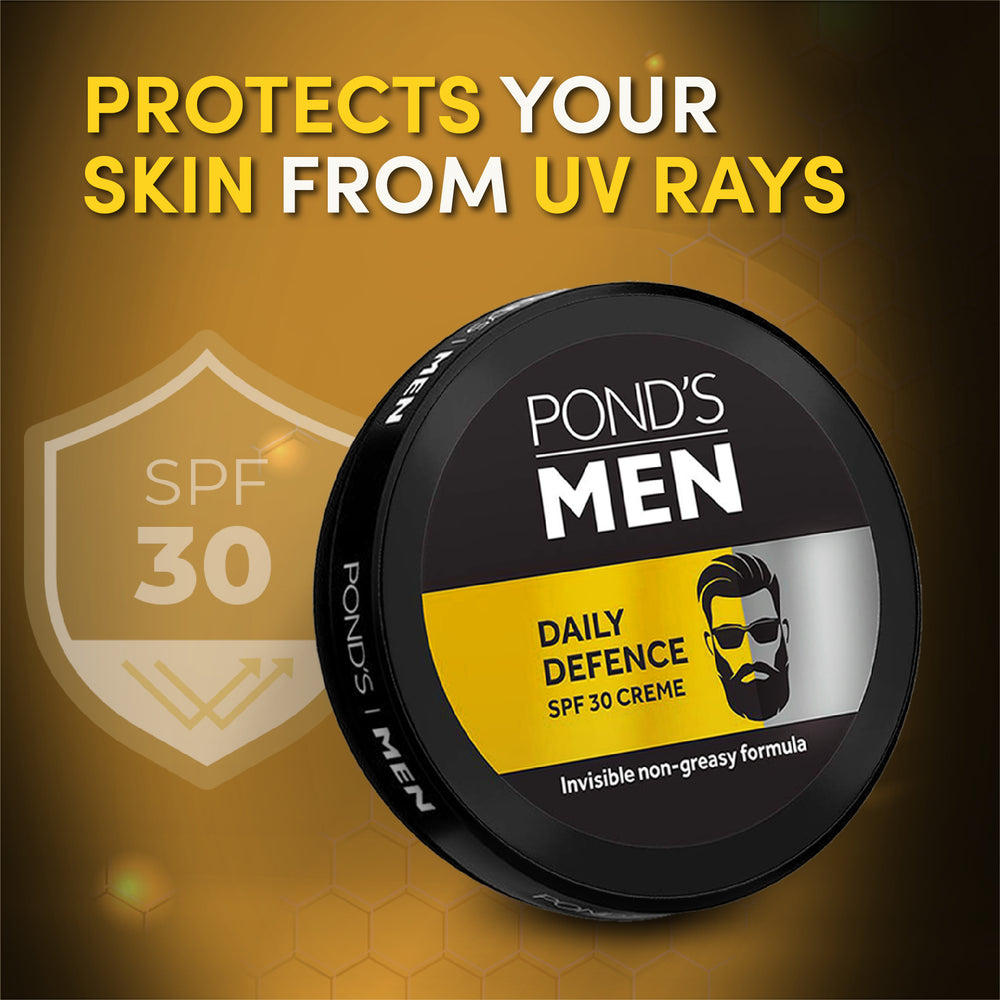 Pond's Men Daily Defence SPF 30 Face Crème For Normal Skin 55g Non-Greasy Sun Protection Moisturizer For Men Pack Of 1