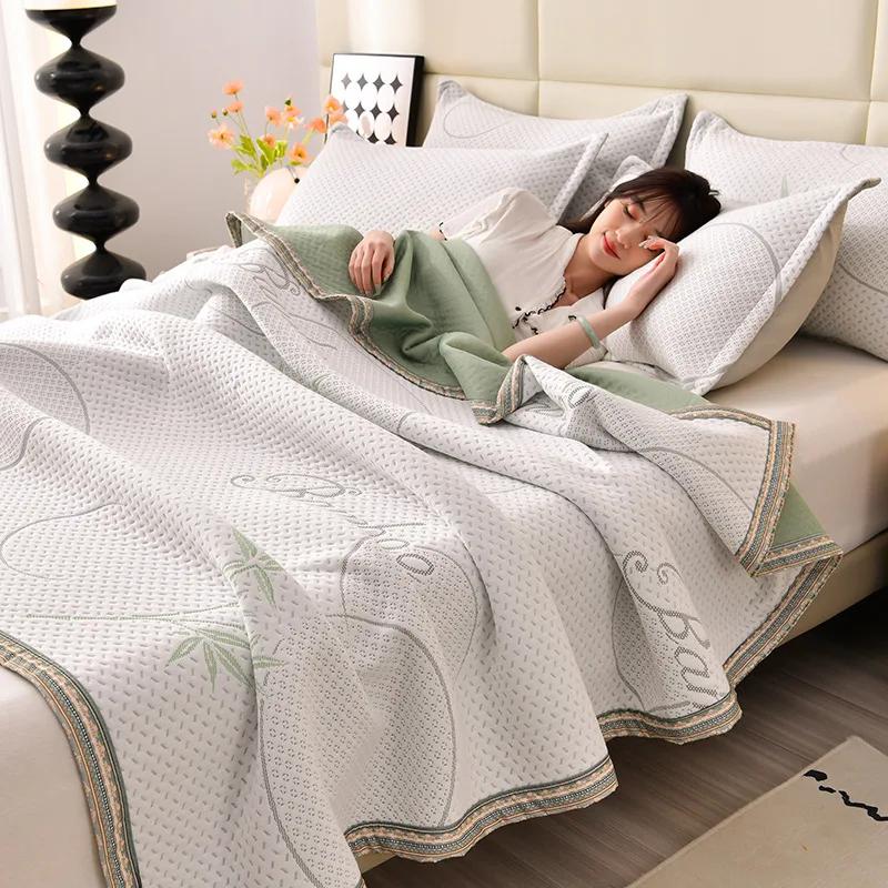New Class a Summer Jacquard Knitted Fabric Argy Wormwood Airable Cover Thin Duvet Summer Blanket Nap Sofa Quilt